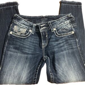 Vigoss Women's Dark Blue raw hem Jeans with double bottom 9/10